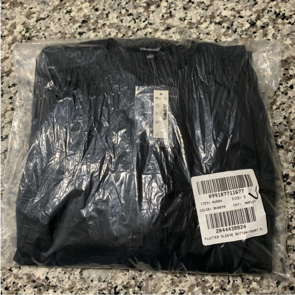 Madewell Dress S Flutter Sleeve Black - Picture 7 of 10